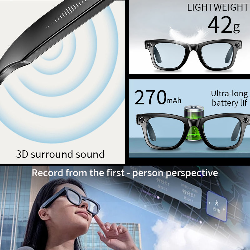 Thumbnail: Smart Glasses 8 Million Pixels Recording Videos AI Photo Recognition Answer Tran