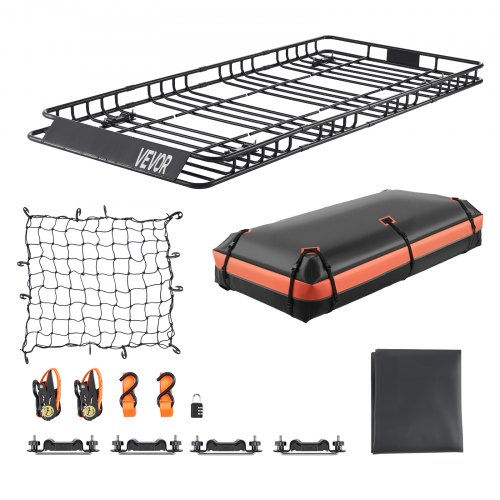 VEVOR Roof Rack Basket, 84 x 39 x 4.1 in, Universal Rooftop Cargo Carrier with 7