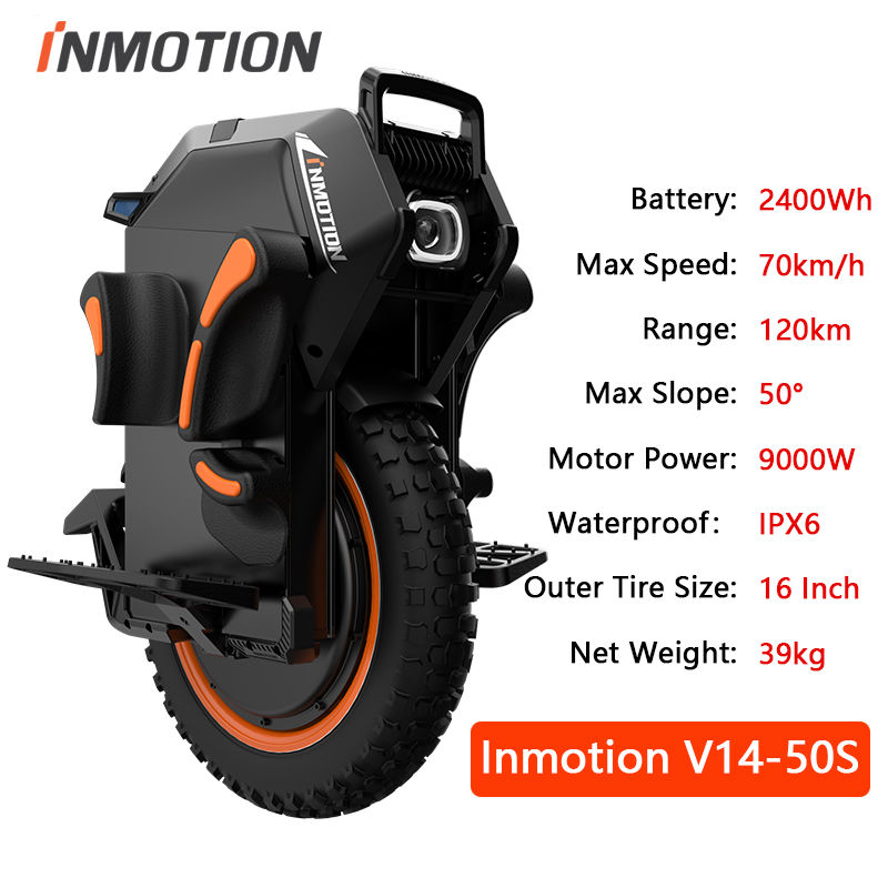 US Stock INMOTION Adventure V14 Electric Unicycle 70km/h Speed 134V 2400Wh 50S M