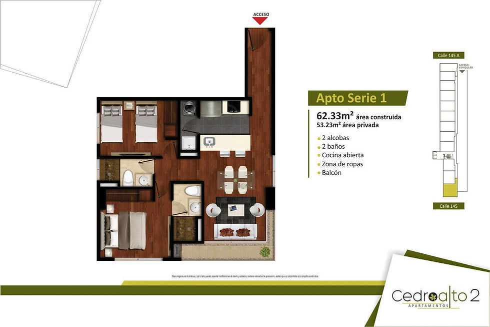 Miniatura: APARTAMENTO NUEVO EN VENTA CEDRITOS - BOGOTÁ  2 HABITACIONES, 2 BAÑOS, 1 GARAJE