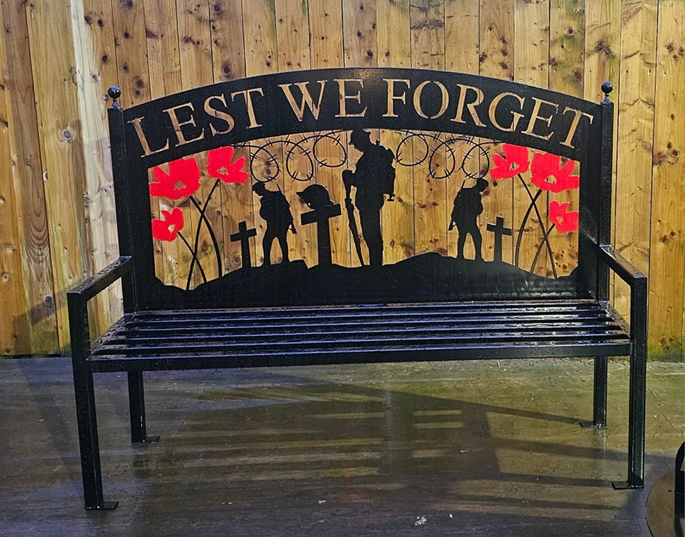 Thumbnail: Lest We Forget – Remembrance Tribute Steel Bench with Poppy Design