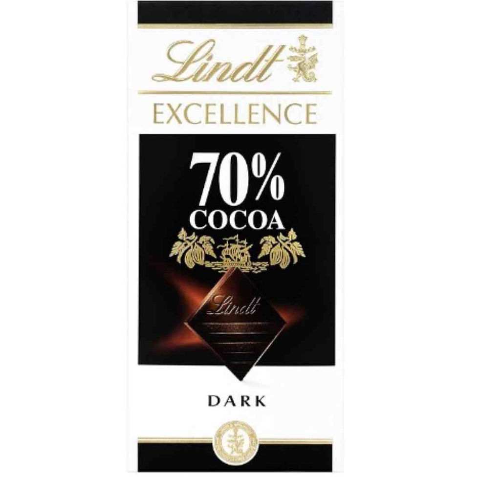 Chocolate Amargo Extra Fino 70% Cacau Dark Chocolate Excellence Caixa 100g Lindt