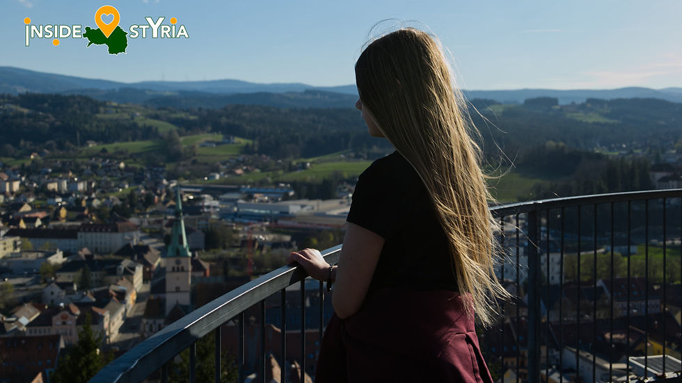 Burgruine Obervoitsberg - Aussicht auf der Stufenseite