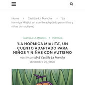 El periódico Más Castilla-la-Mancha publica una noticia sobre «La hormiga Miajita»