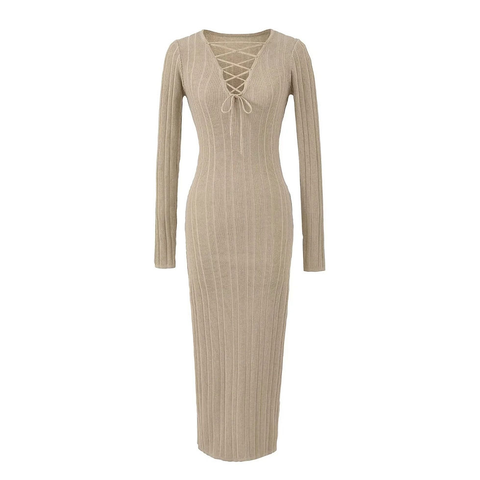 Thumbnail: Knit Twist Waist Long Dress