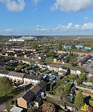 Stevenage Hertfordshire aerial view showing residential housing and surrounding area