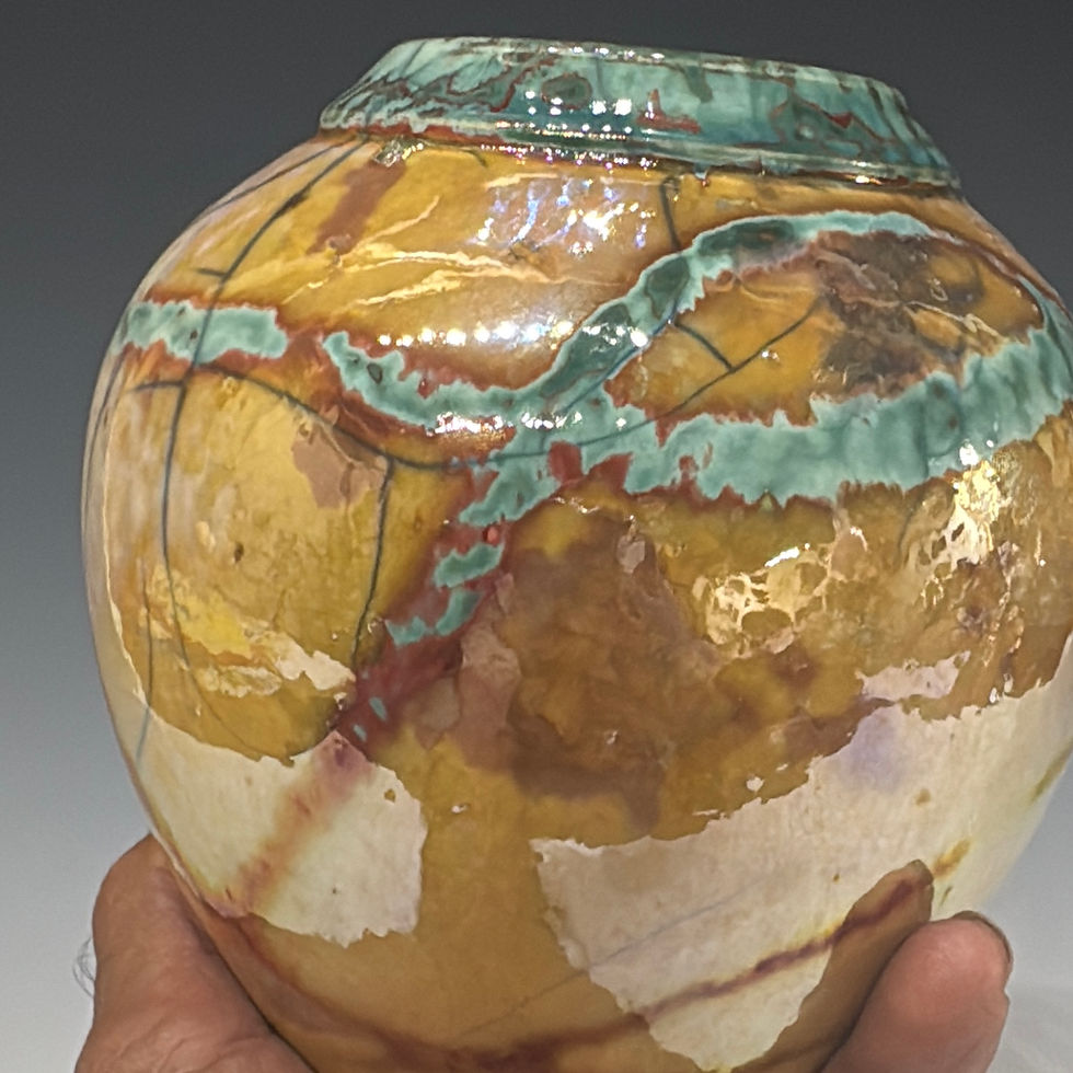 Thumbnail: Raku-fired luster Vessel  6“ x 6 5/8”