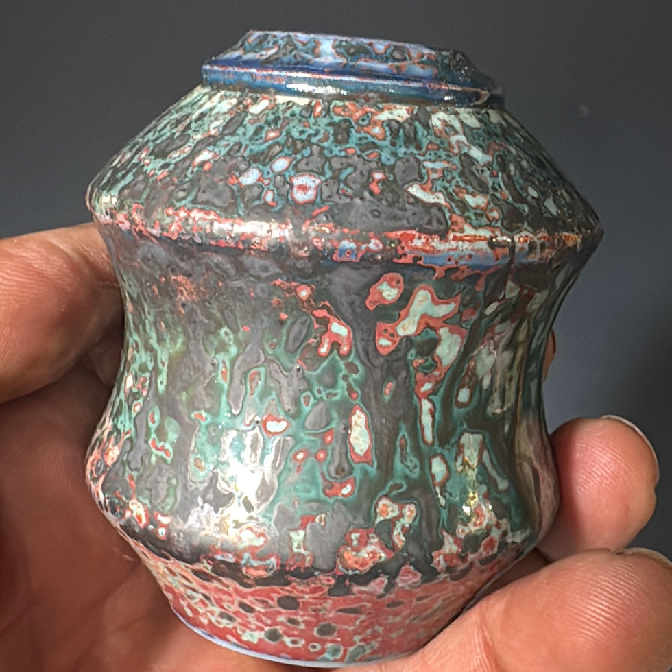 Thumbnail: Raku-fired luster Vessel  3“ x 2 5/8”
