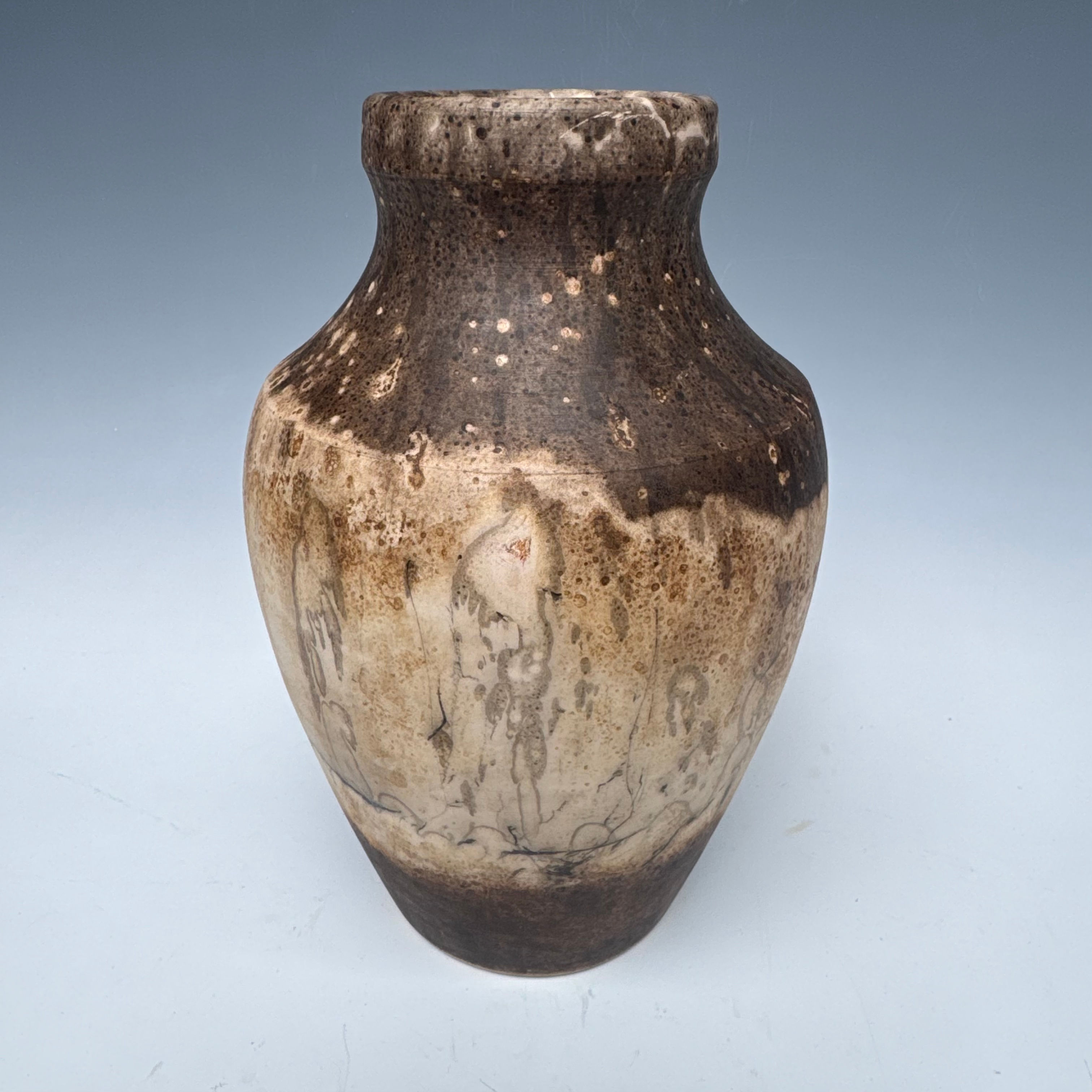 Obvara fired Stoneware Vase 7 7/8“ x  5 1/8”