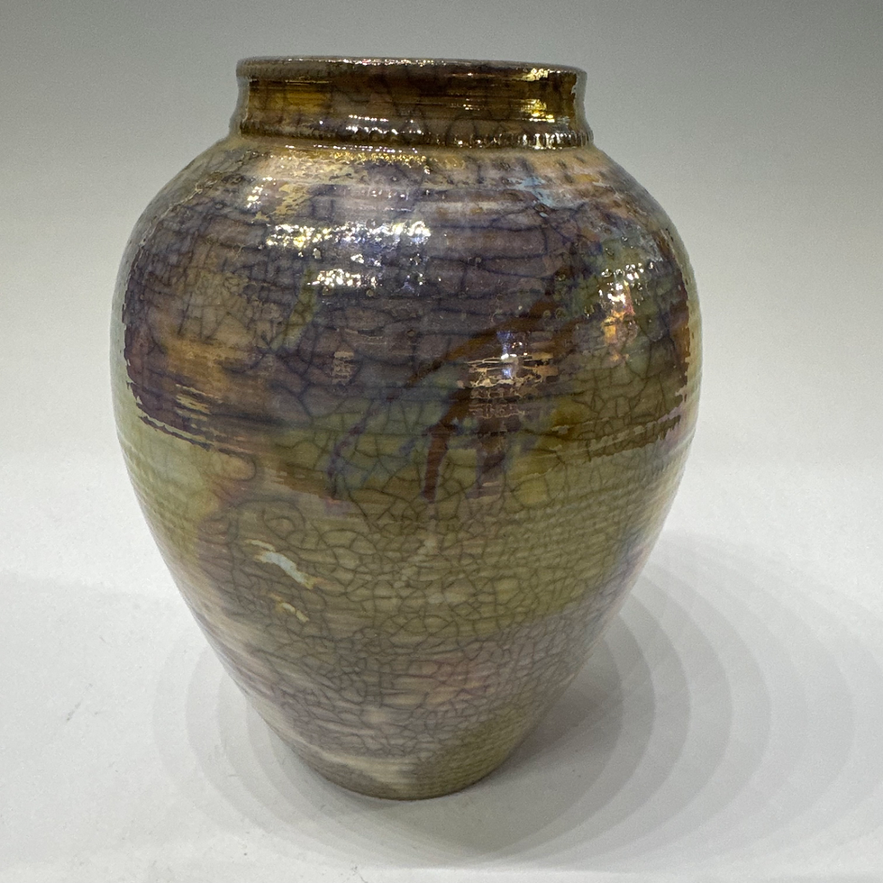 Thumbnail: Raku-fired, luster Vessel 8” X 6 1/4”