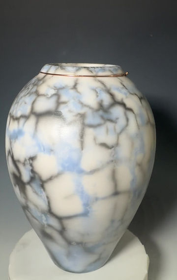 Thumbnail: Saggar Raku Vessel 9 3/8“ x 6 1/2”