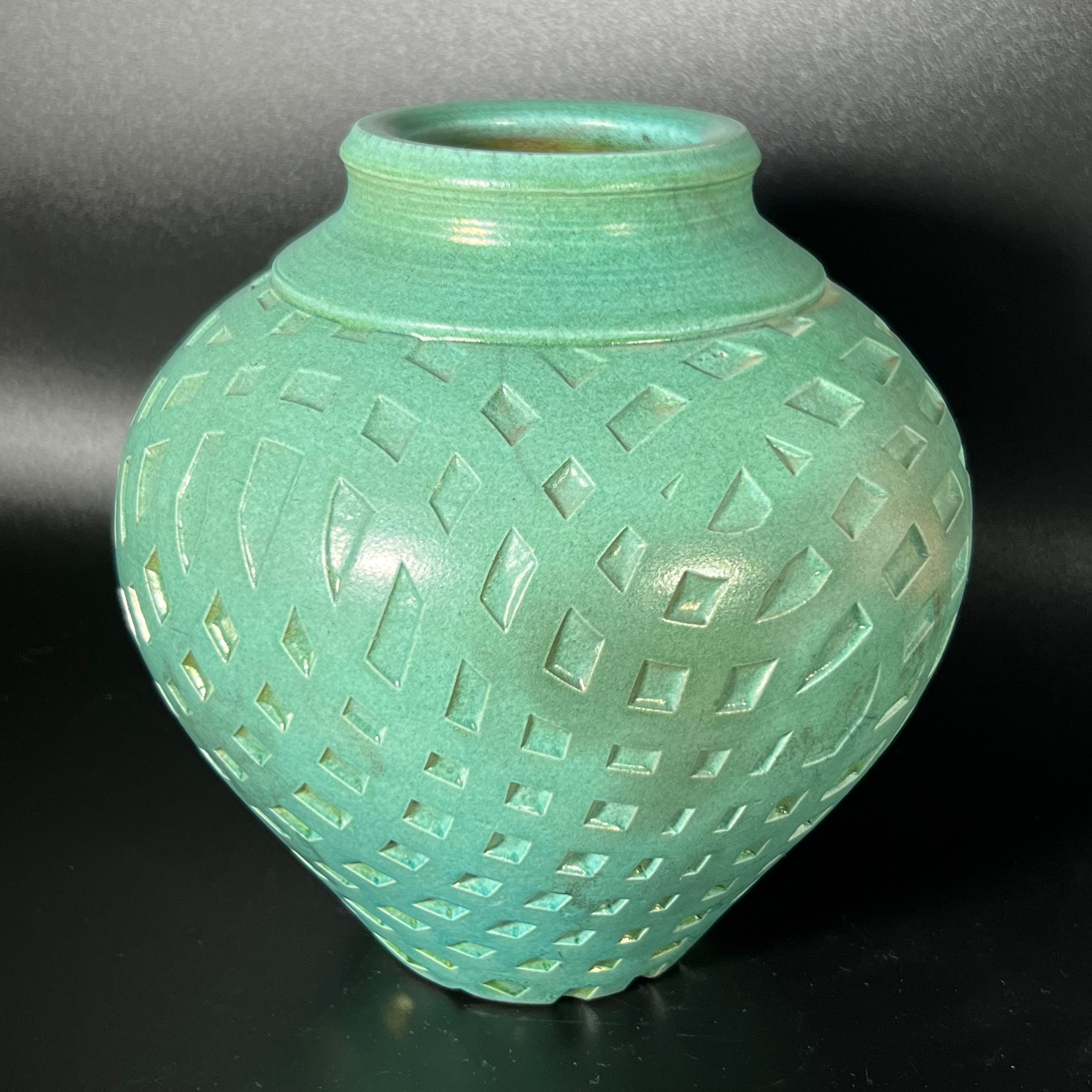 Raku-fired, Sandblasted Vessel 7 3/8" x   7 1/4"
