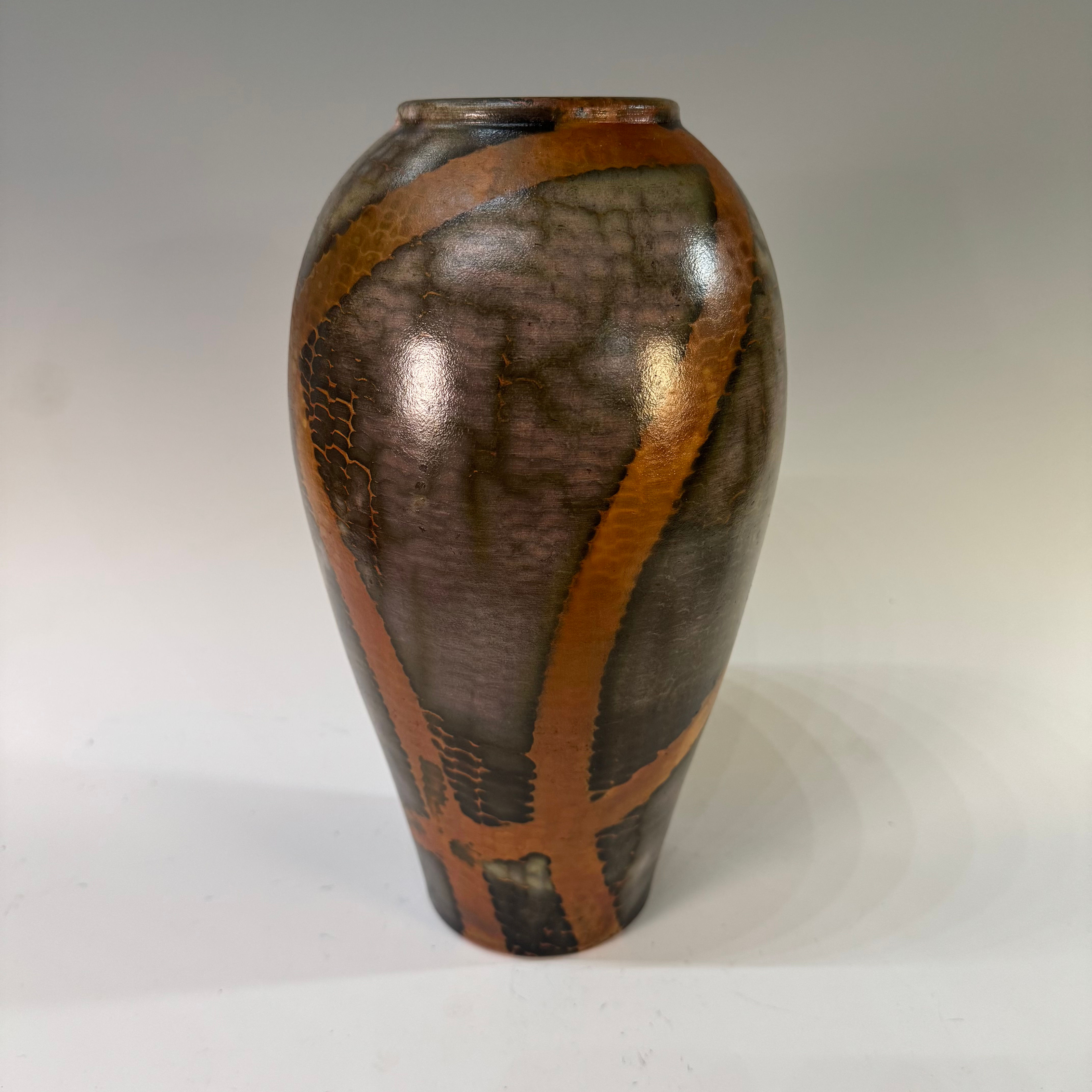 Raku-fired Vessel. 6 5/8” x 11 7/8”.