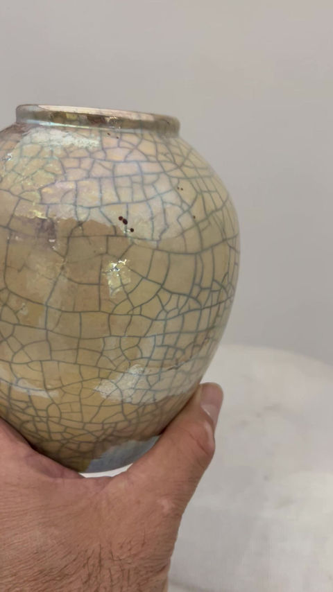 Thumbnail: Raku-Gold  decorative Vessel 5 5/8 " x   4 7/8"