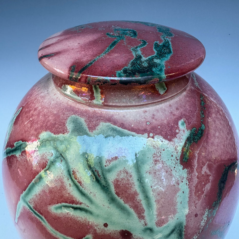 Thumbnail: Lidded Luster vessel - 9.75” x 7.5”