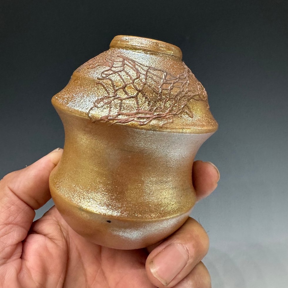 Thumbnail: Raku-fired, luster Vessel 3 7/8” X 3 1/4