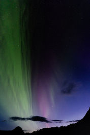 Northern Lights Iceland, Langisjór aurora, green purple northern lights, mountain silhouette aurora, Iceland aurora borealis, colorful northern lights, Langisjór northern lights