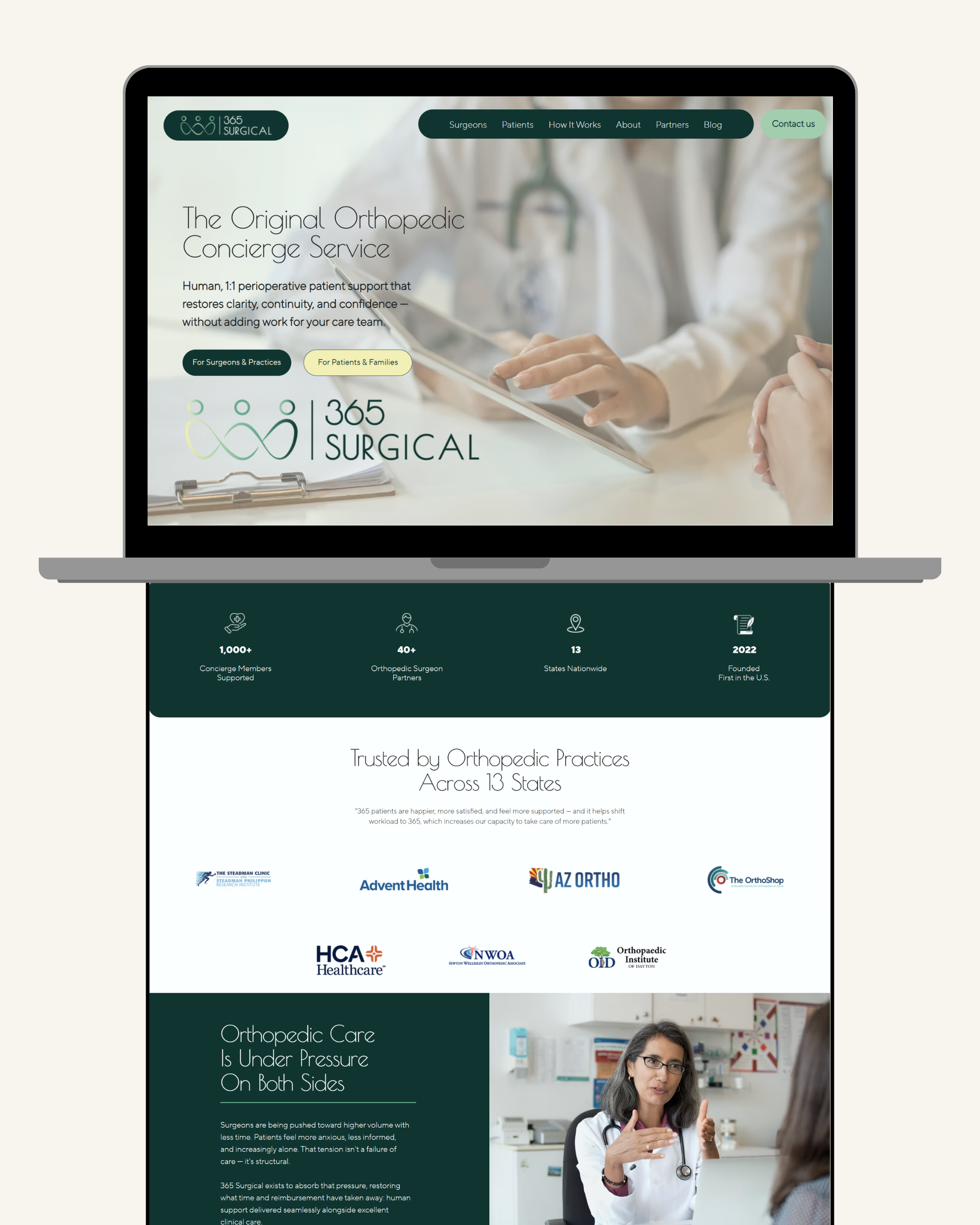 Custom website build for 365 Surgical - The Original Orthopedic Concierge Service
