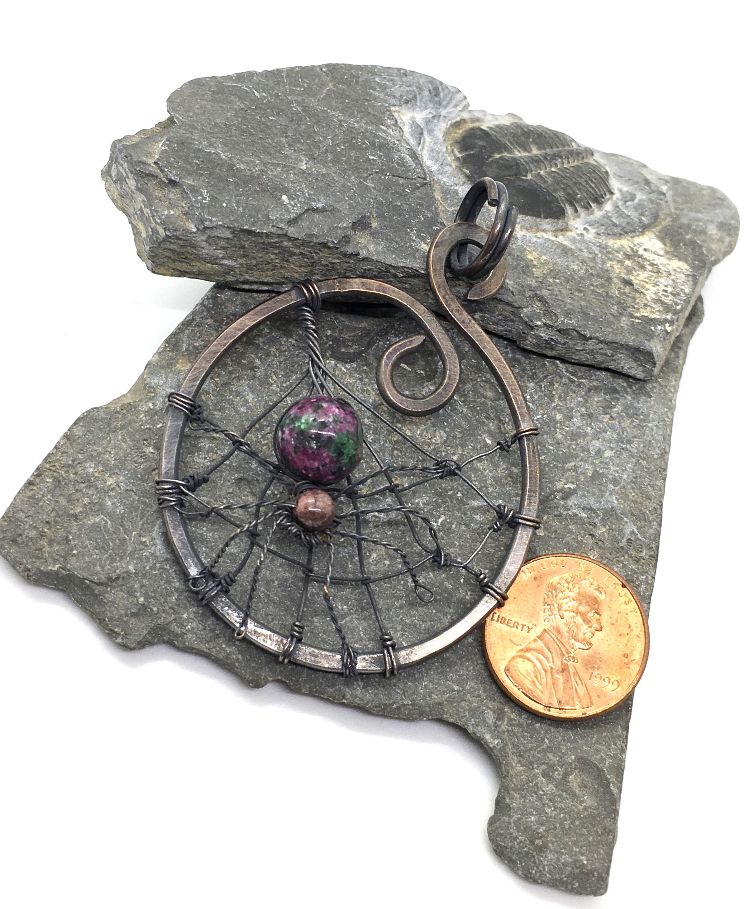 Ruby in Fuchsite & Garnet Spider Pendant (C703)