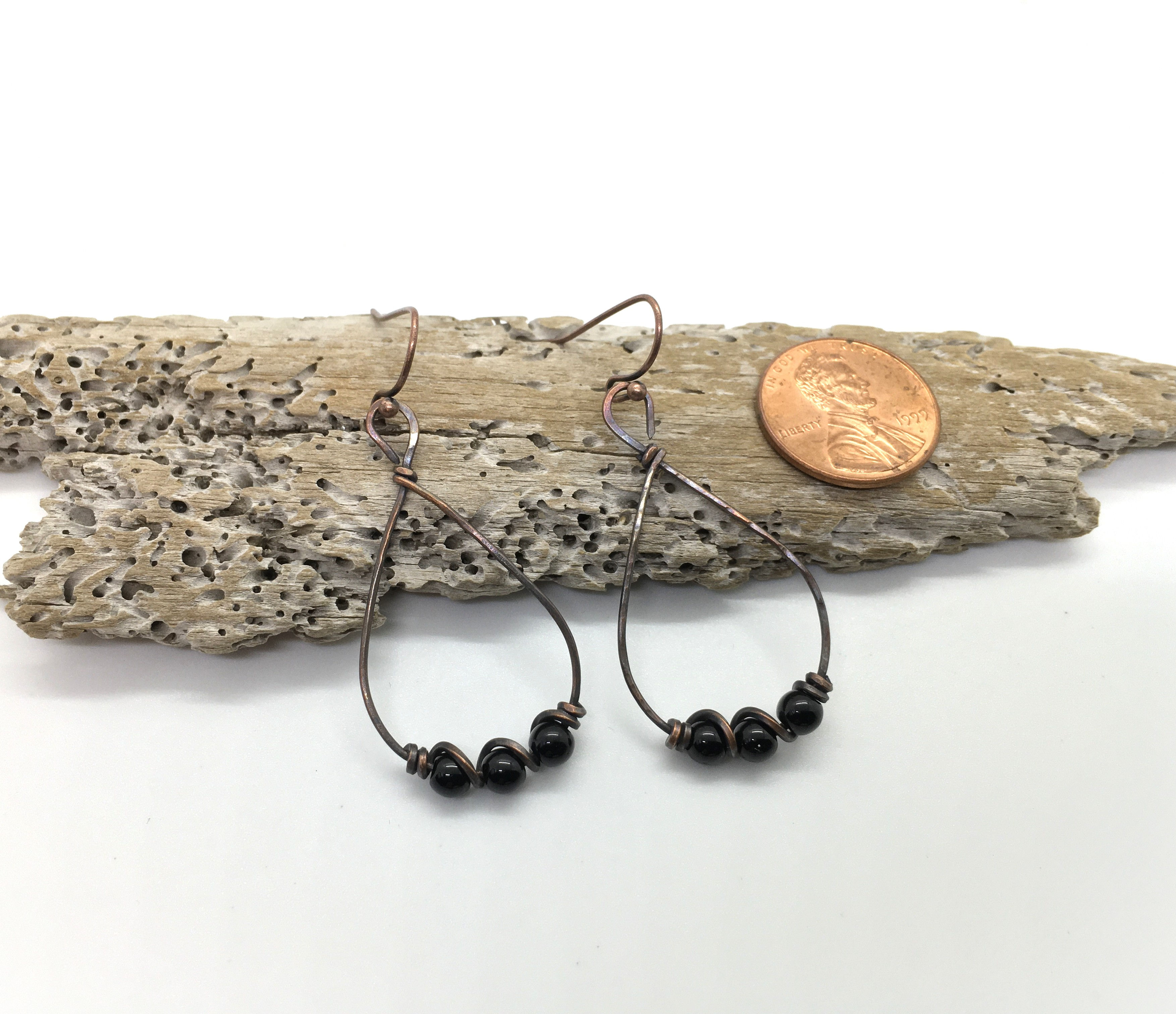 Black Onyx & Copper Earrings (C626)