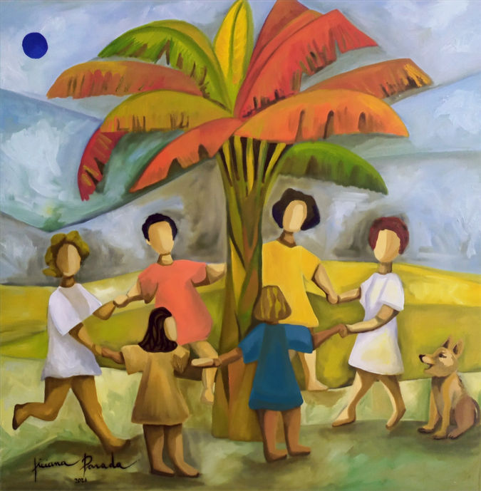 Wheel Play | 80cm X 80cm | Oil on Screen | 2022 | Ticiana Parada