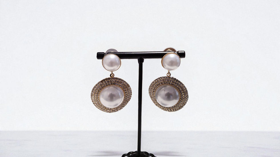 Elevate your elegance with The Elena Earrings—platinum white pearl earrings with a rhinestone trim.