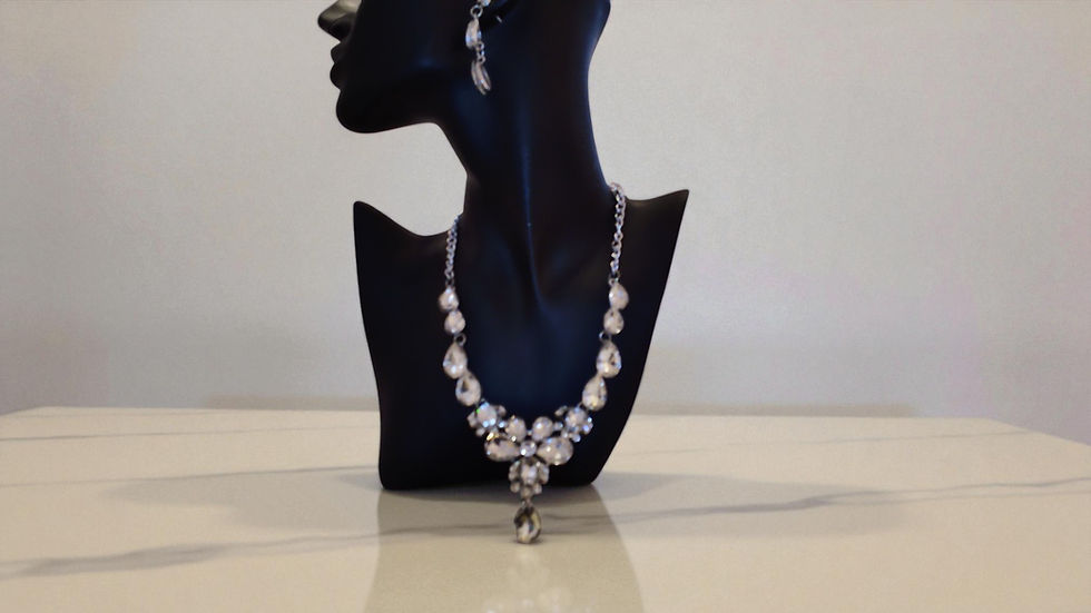 Elevate your elegance with The Manuela Chunky Rhinestone Necklace and matching earrings. This dazzling set from With Love, Th
