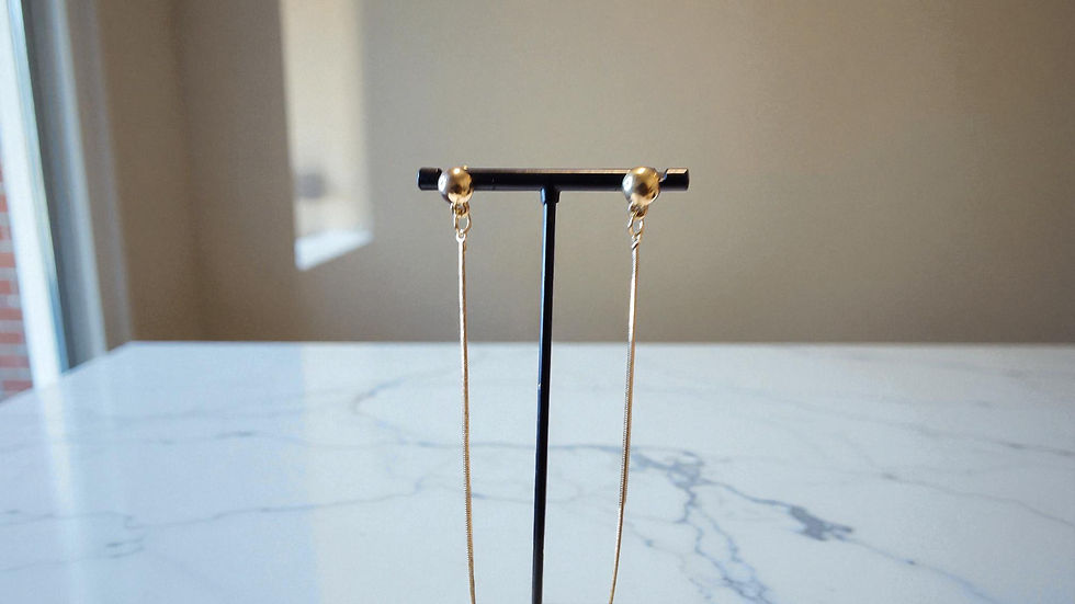 Thumbnail: The Nancy Earrings from With Love, The Gift Shop captivate with their elegant drop style and gold-toned finish. Each features