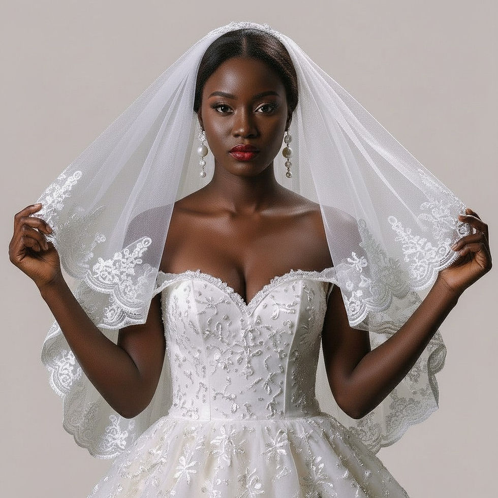 Thumbnail: The Aris veil, with its double-layered design, offers an elegant silhouette.