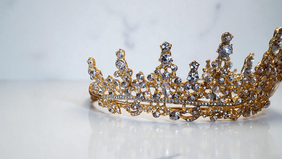 Elevate any occasion with The Chloe Tiara from With Love . Available in stunning gold or silver, the rhinestone bejeweled tia