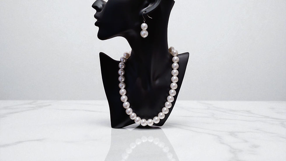 Thumbnail: The Afeena Pearls, a versatile strand of medium pearls, perfect for any occasion. This timeless set with matching earrings is