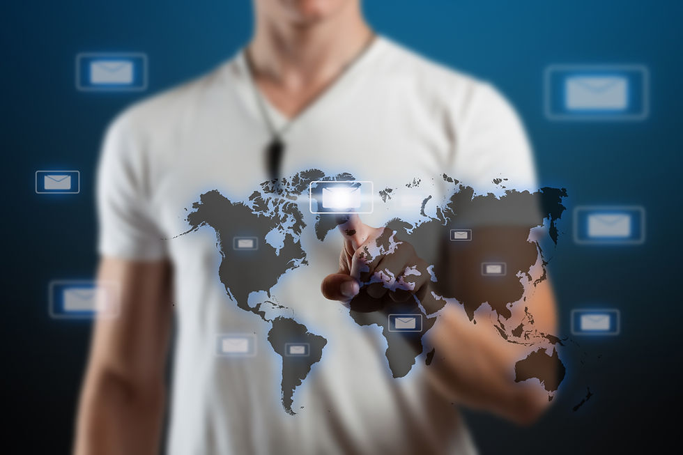 man in white t-shirt touching a mail on the map