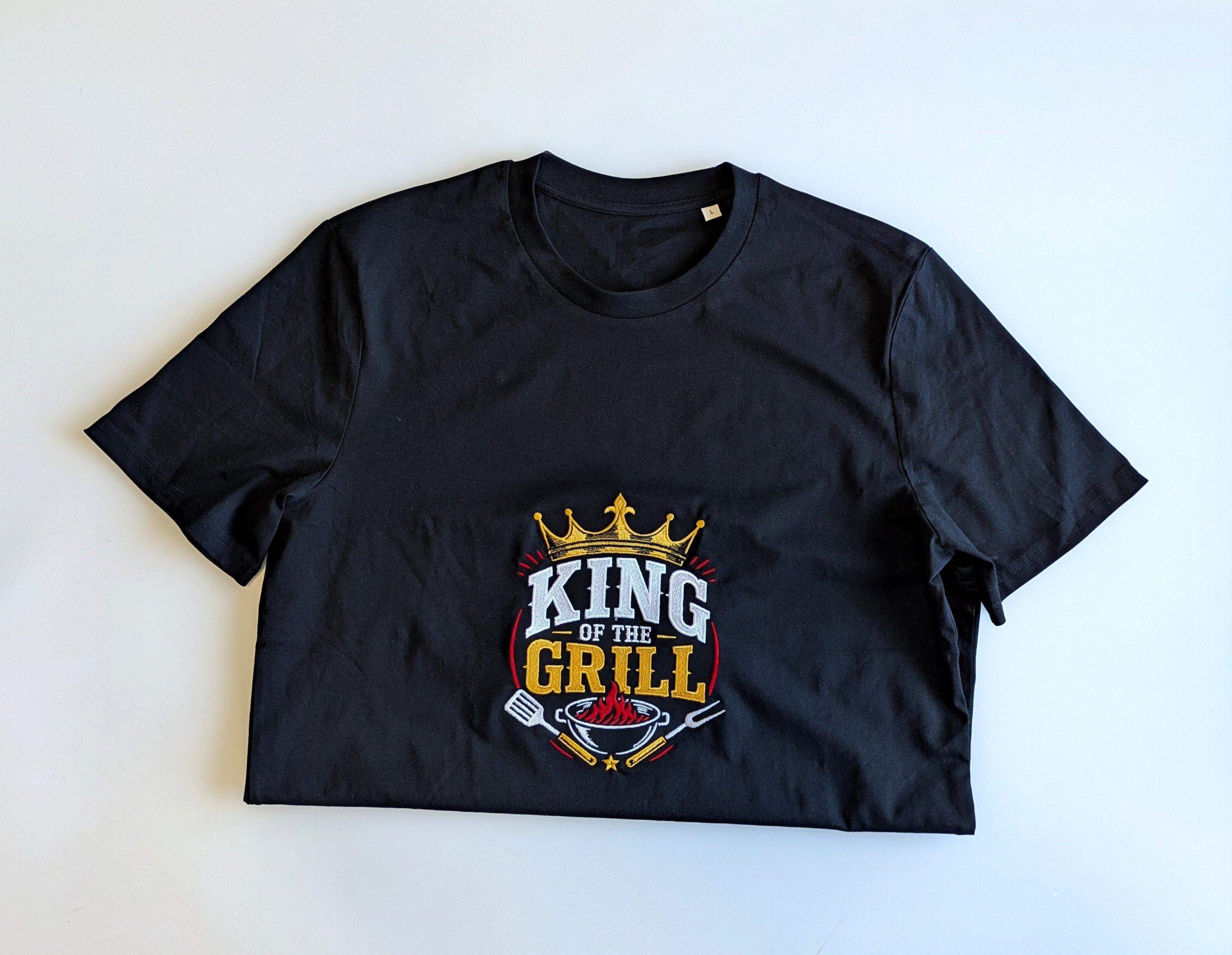 King of the Grill T-shirt, Fathers Day Gift for Dad, Custom Embroidered T-shirt,