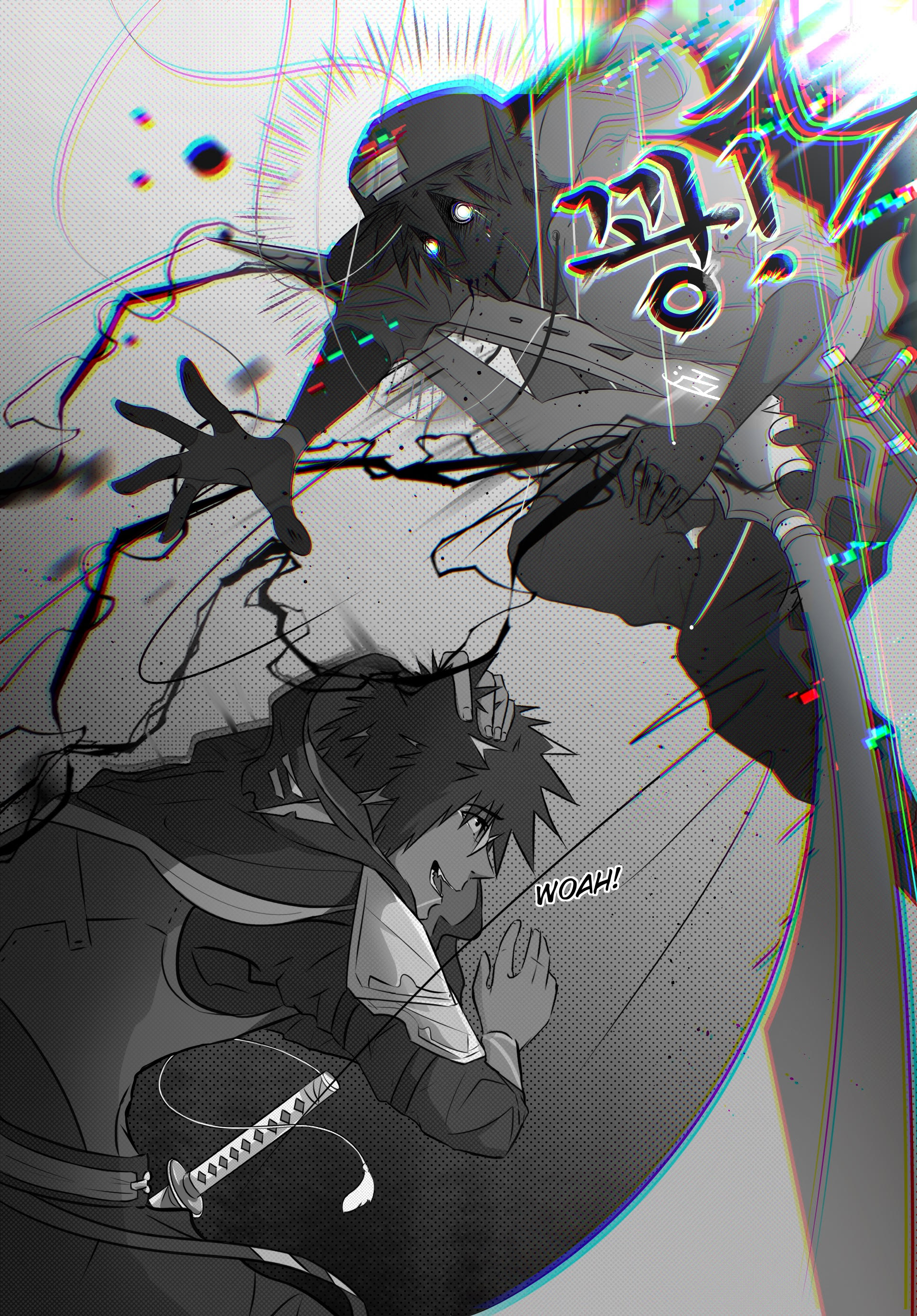 Early conceptualization of pre-production manhwa panels from Studio Kane's animated series OUTLIER before the final artstyle was developed in full color