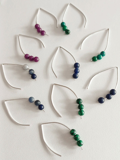 Cooper and gemstone earrings, handmade jewelry shop Lisbon Alfama Portugal