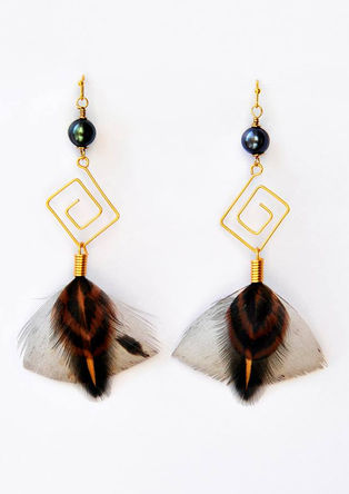 Feather earrings, handmade jewelry shop in Alfama, Lisbon, Portugal