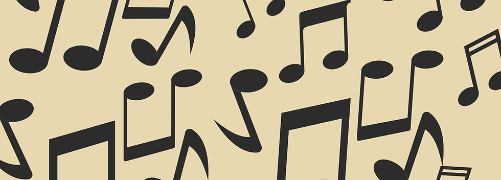 black musical notes all over a tan colored page