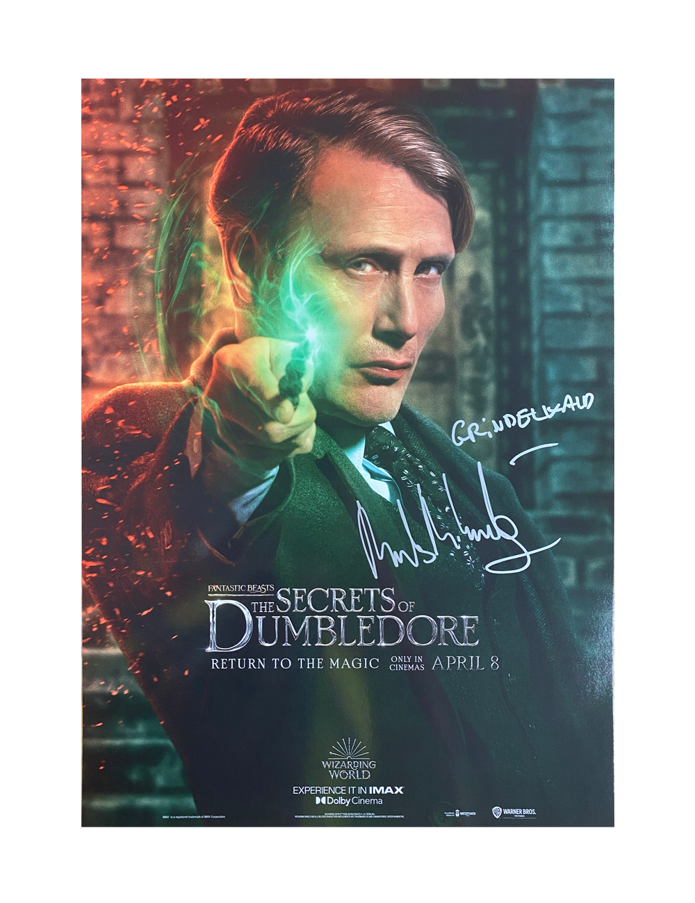 A3 The Secrets Of Dumbledore poster signed by Mads Mikkelsen