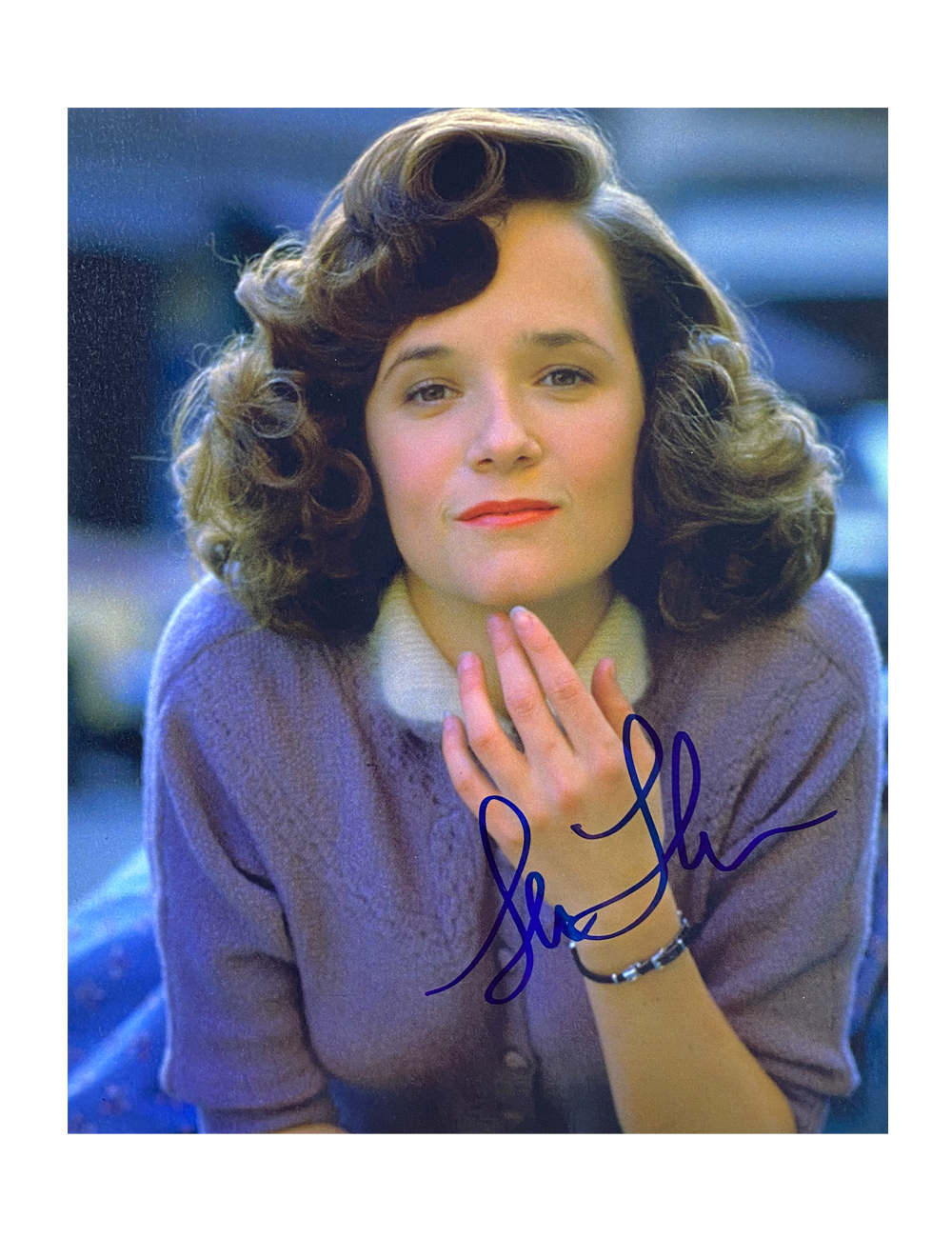 8x10 Back to the Future Print Signed by Lea Thompson in Blue