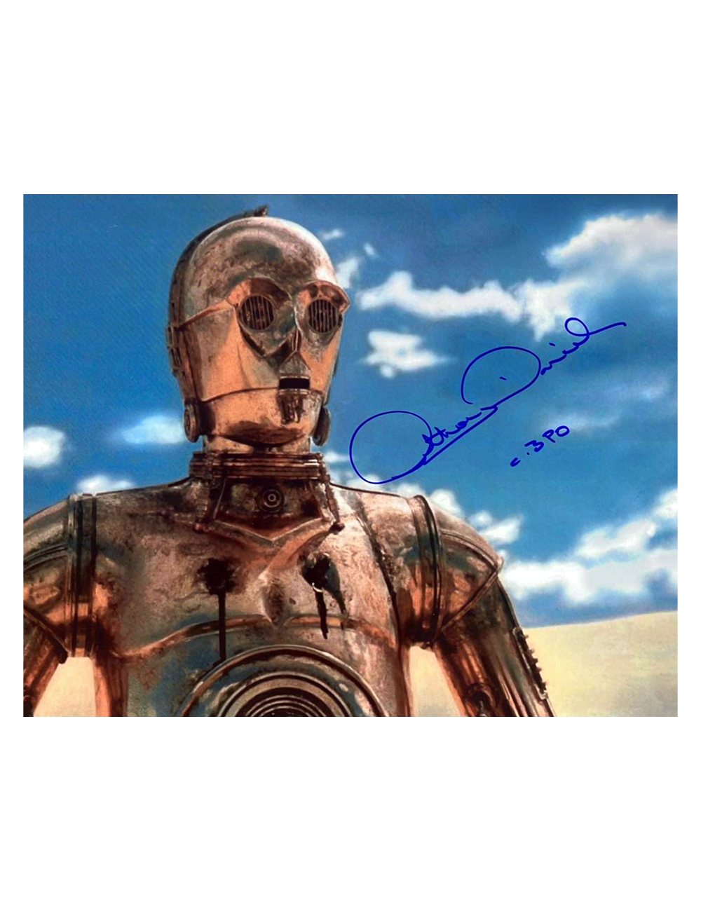 10x8" C3PO in the Desert Star Wars Print Signed in Blue by Anthony Daniels