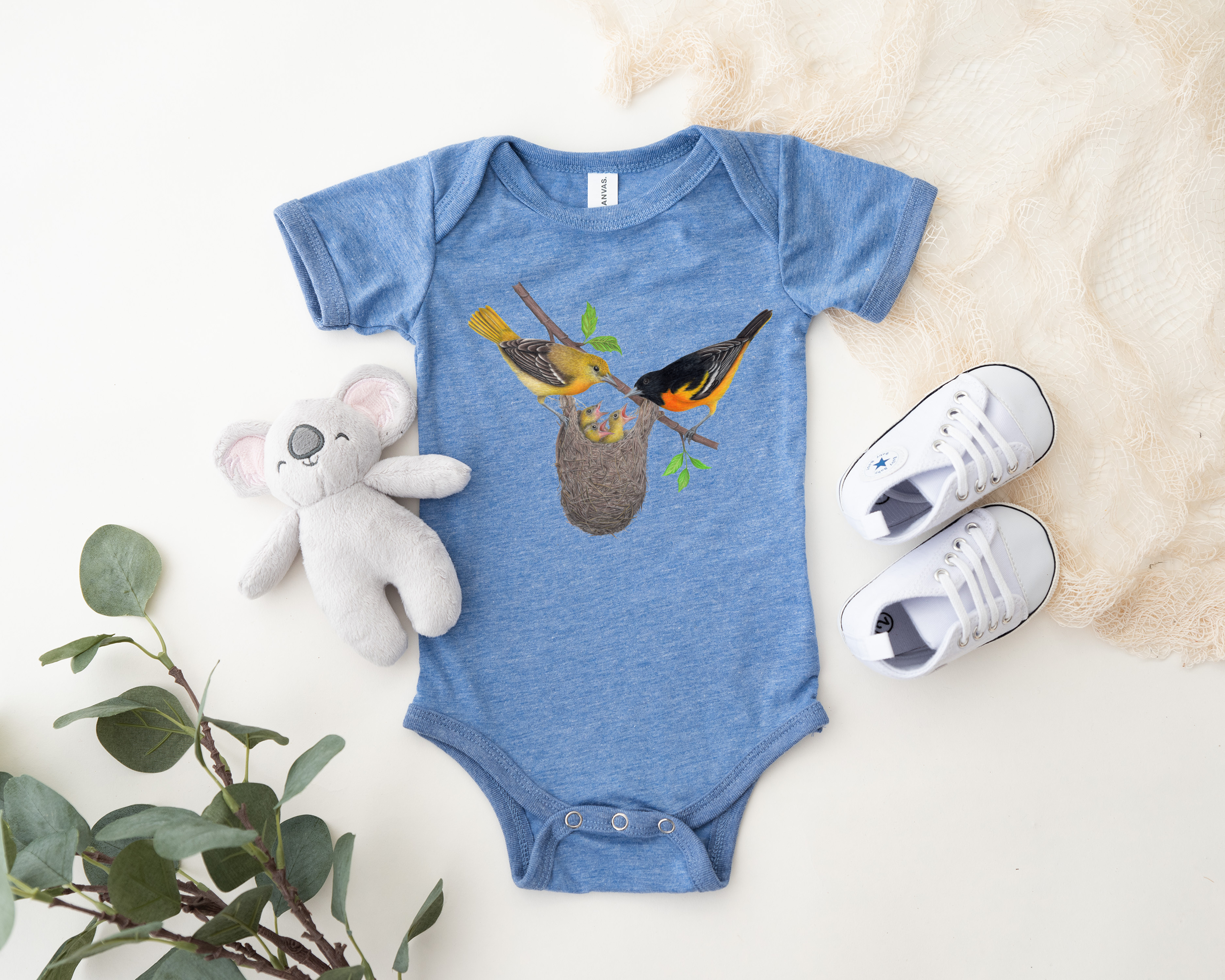 Baltimore Oriole Family - Baby One Piece