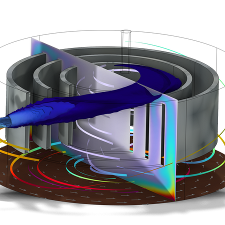3D Model of Oxygen Injection and biogas streamlines, setup with raised baffles