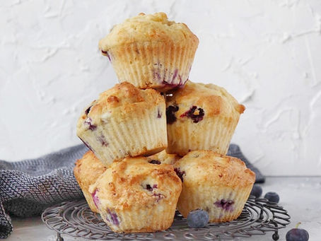 Cupcakes met bosbessen en cottage cheese