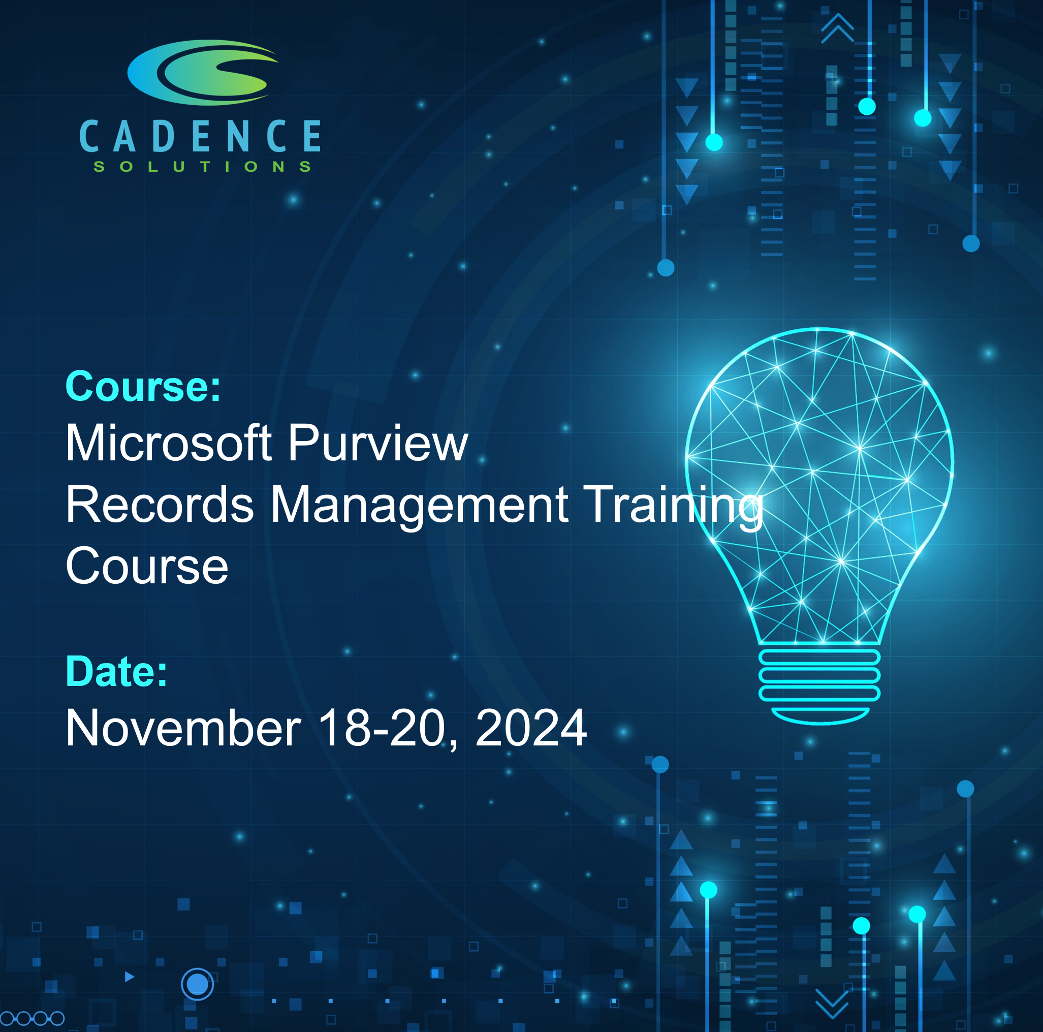 November 18-20, 2024 | Microsoft Purview Records Management Training