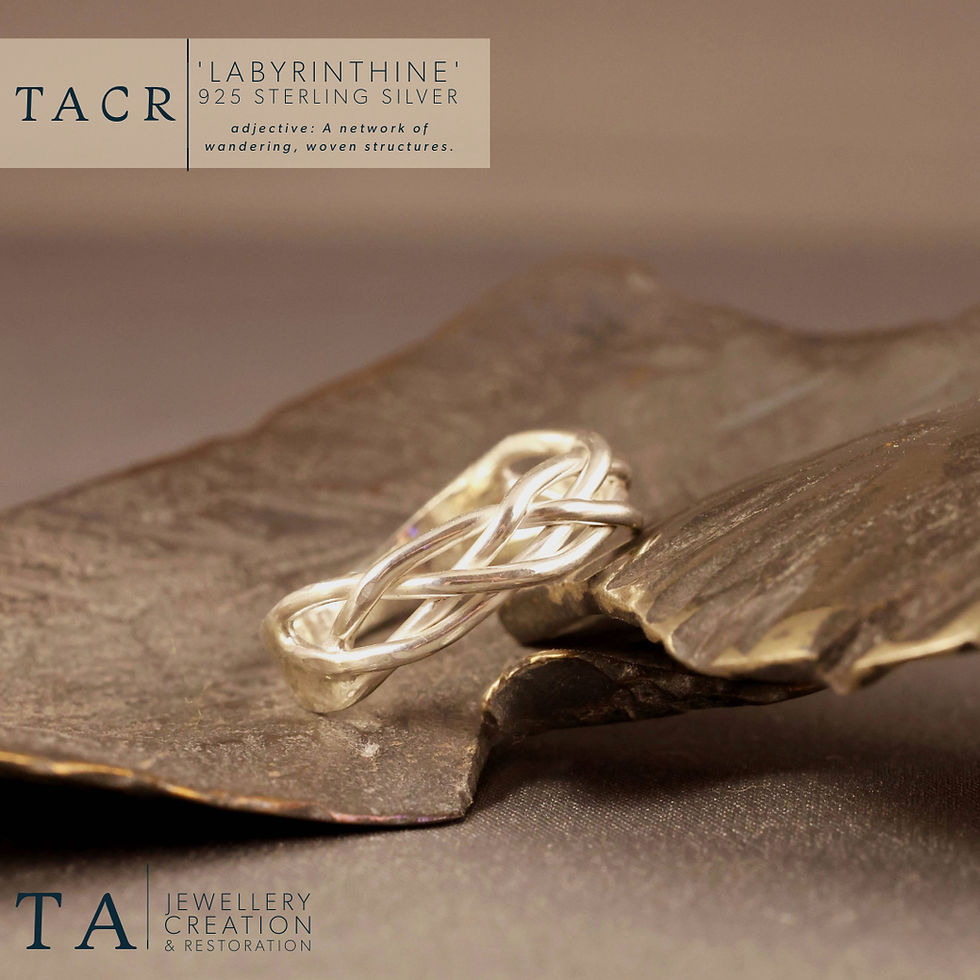 Thumbnail: Woven Labyrinthine Silver Band Ring handcrafted by TA Jewellery Creation & Restoration