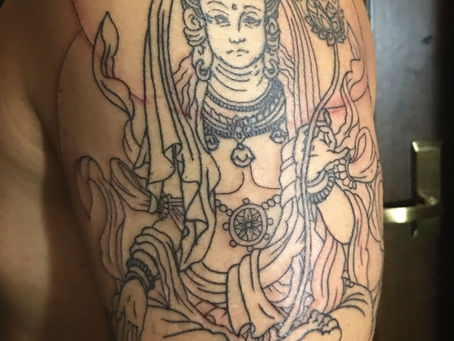 『虚空菩薩』筋彫り