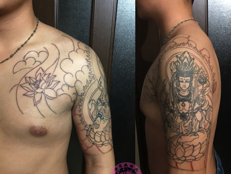 『虚空菩薩』筋彫り