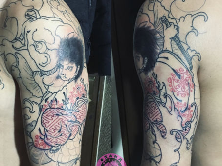 『鬼若丸』筋彫り