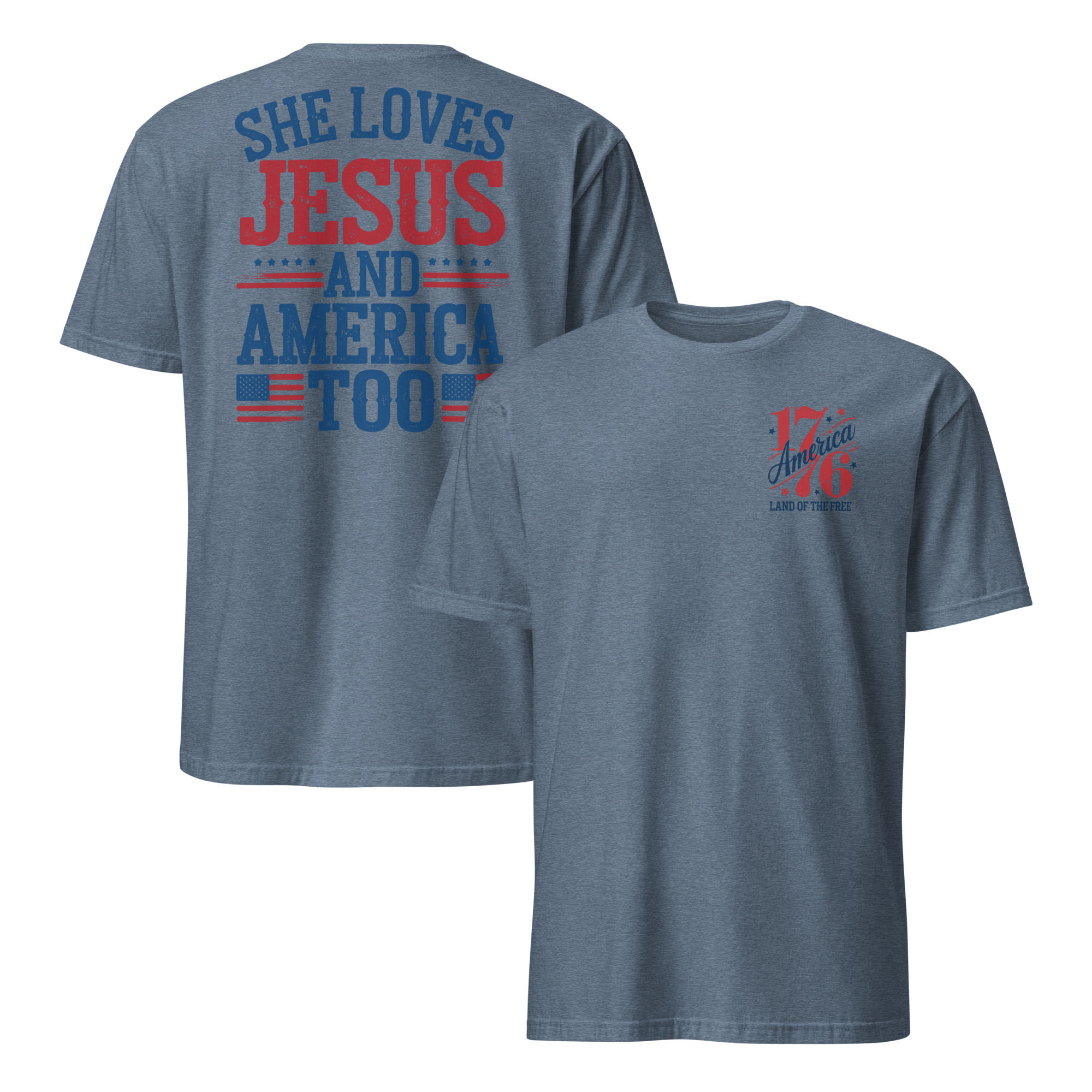 Loves Jesus & America Too Short Sleeve T-Shirt