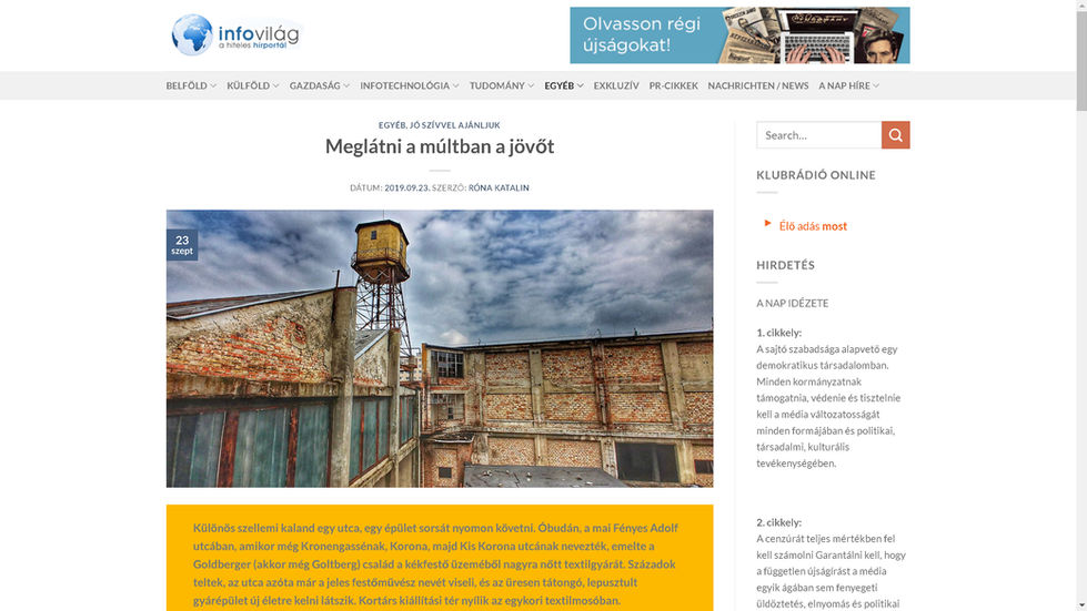 InfoVilág - Meglátni a múltban a jövőt